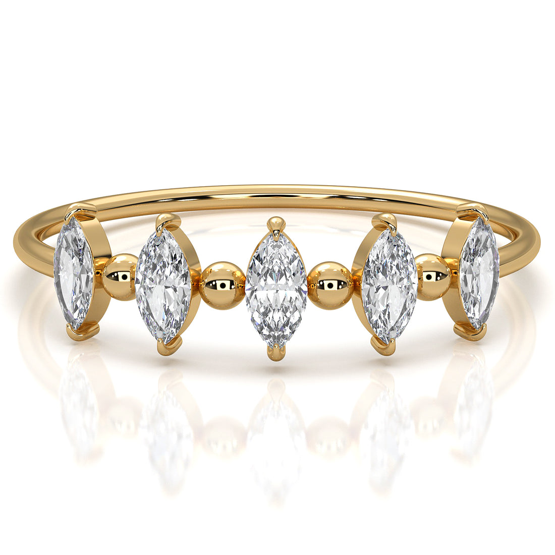 Prong Set Marquise Shape Lab Diamond Designer Ring 0.26ctw.