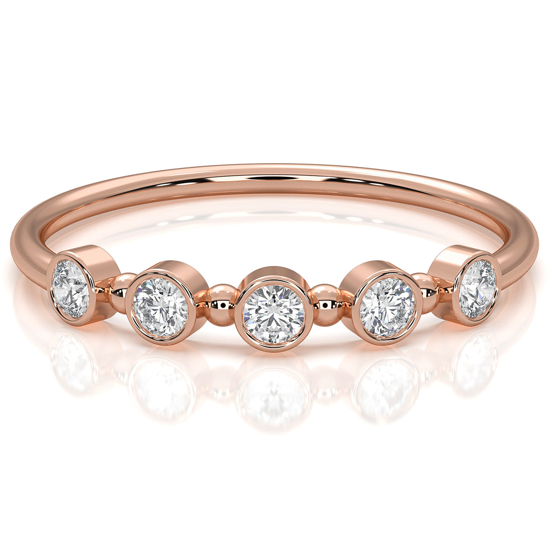 Minimalist Round Cut Lab Diamond Bar Set Anniversary Ring 0.15ctw.