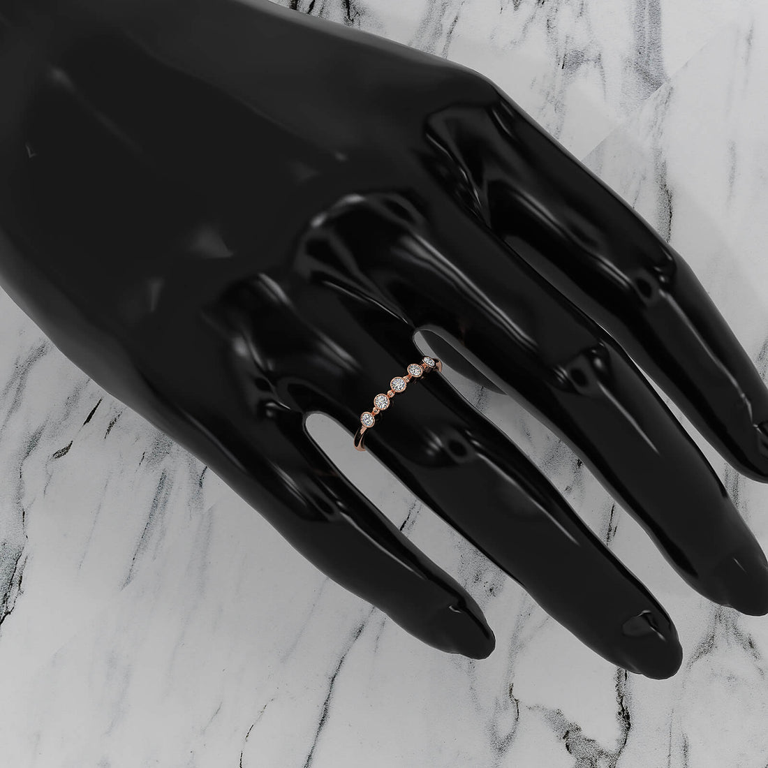 Minimalist Round Cut Lab Diamond Bar Set Anniversary Ring 0.15ctw.