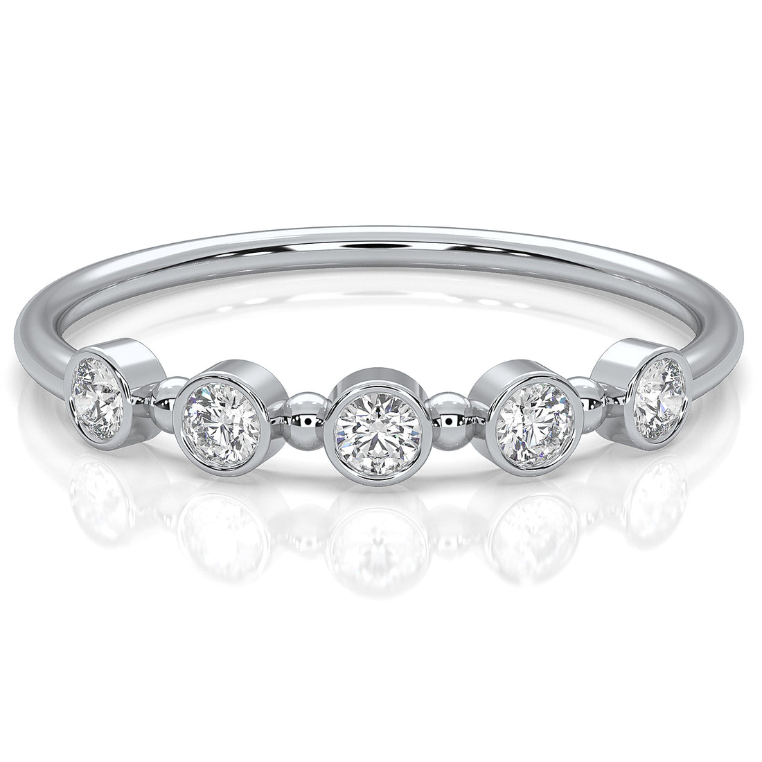Minimalist Round Cut Lab Diamond Bar Set Anniversary Ring 0.15ctw.
