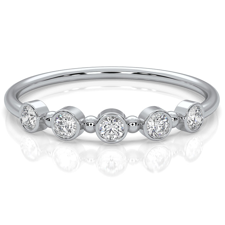 Minimalist Round Cut Lab Diamond Bar Set Anniversary Ring 0.15ctw.