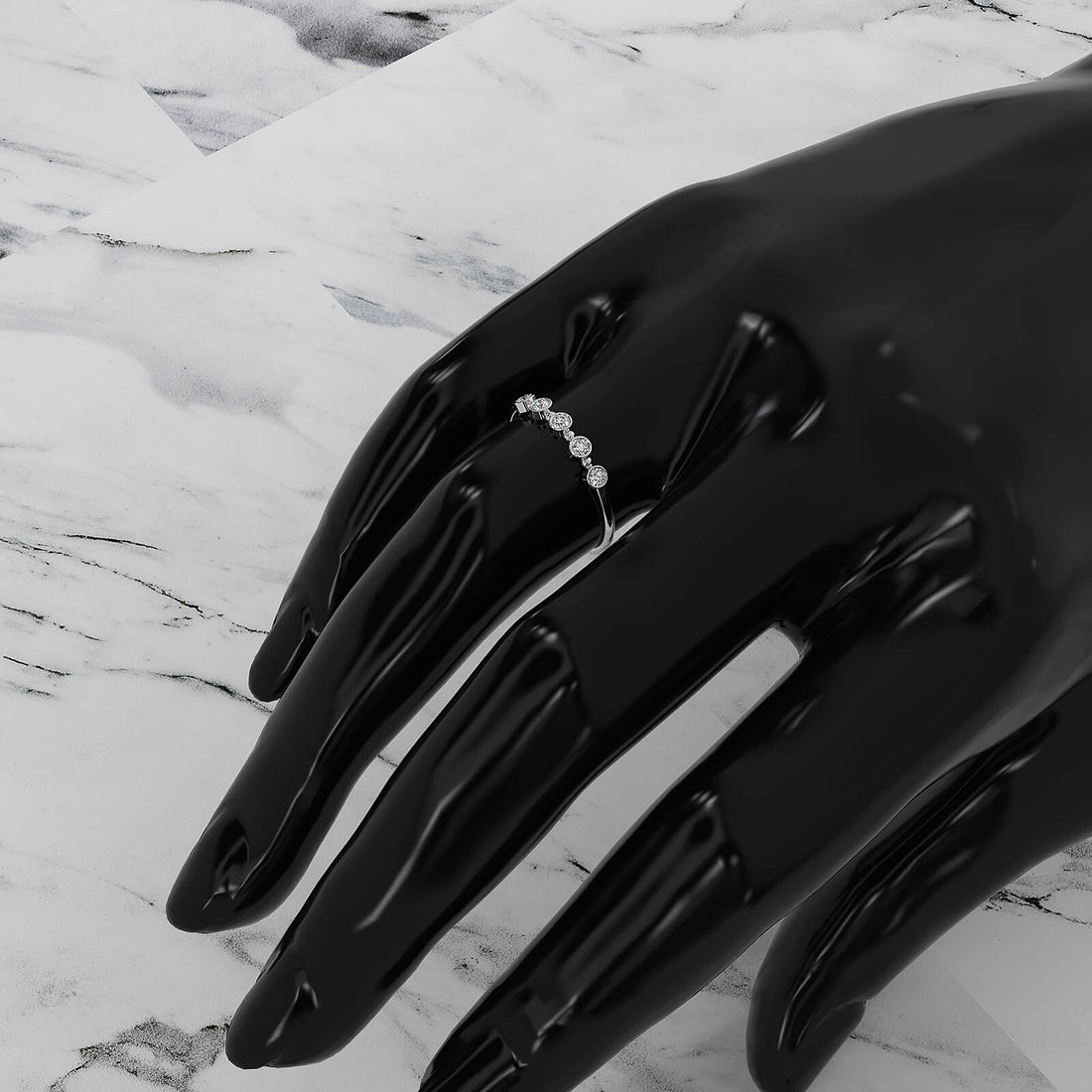 Minimalist Round Cut Lab Diamond Bar Set Anniversary Ring 0.15ctw.