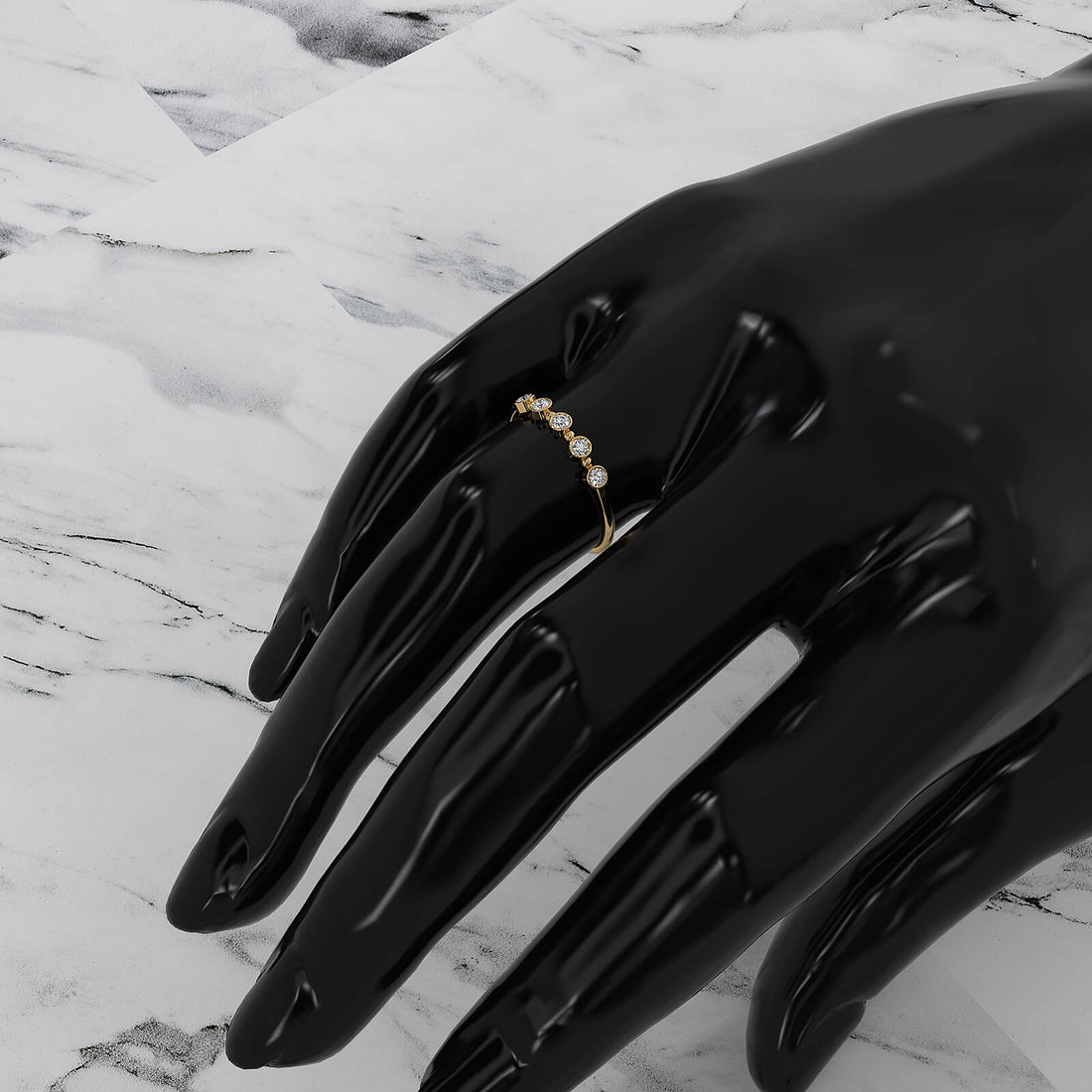 Minimalist Round Cut Lab Diamond Bar Set Anniversary Ring 0.15ctw.