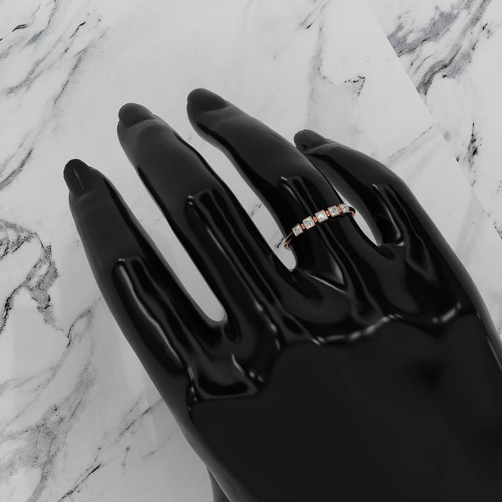 5 Stone Bezel Set Cluster Princess Lab Diamond Fashion Ring 0.23ctw.