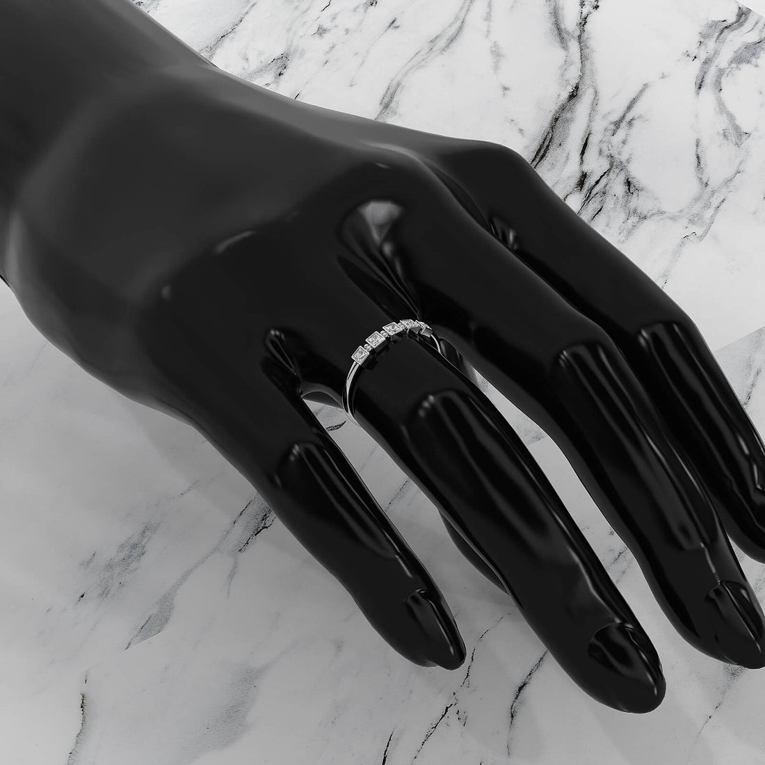 5 Stone Bezel Set Cluster Princess Lab Diamond Fashion Ring 0.23ctw.