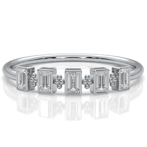 Slim 5 Stone Baguette Lab Diamond Bezel Set Minimalist Fashion Ring 0.19ctw. Slim 5 Stone Baguette Lab Diamond Bezel Set Minimalist Fashion Ring 0.19ctw.