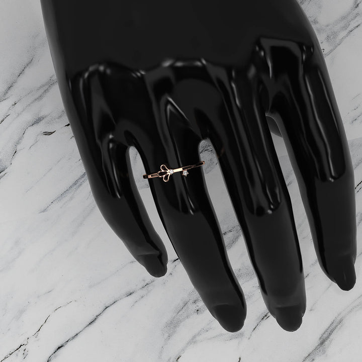 Floral Design Stackable Round Lab Diamond Fashion Ring 0.02ctw.