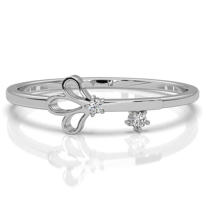 Floral Design Stackable Round Lab Diamond Fashion Ring 0.02ctw.