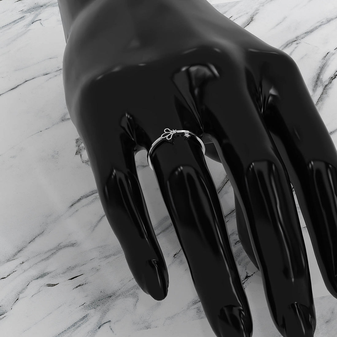 Floral Design Stackable Round Lab Diamond Fashion Ring 0.02ctw.