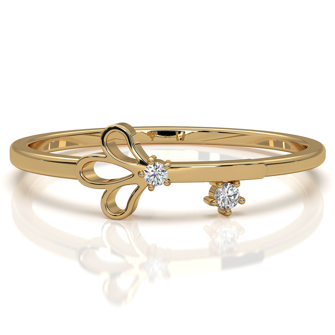 Floral Design Stackable Round Lab Diamond Fashion Ring 0.02ctw.