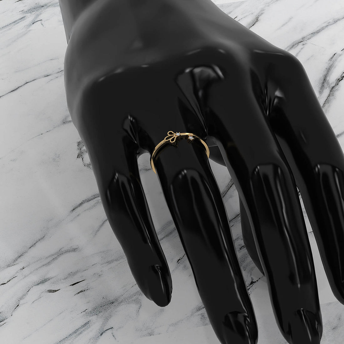 Floral Design Stackable Round Lab Diamond Fashion Ring 0.02ctw.