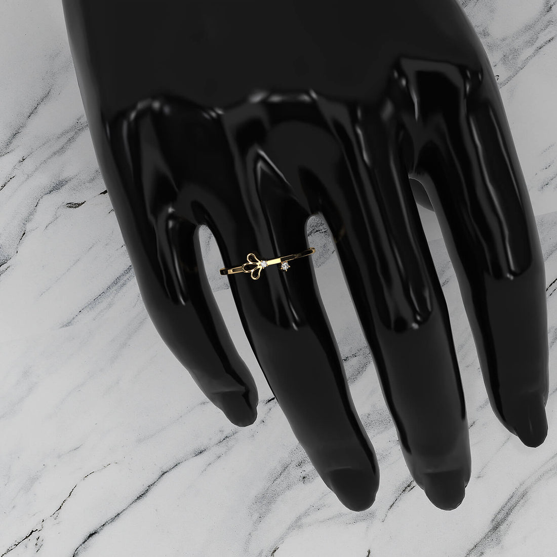 Floral Design Stackable Round Lab Diamond Fashion Ring 0.02ctw.