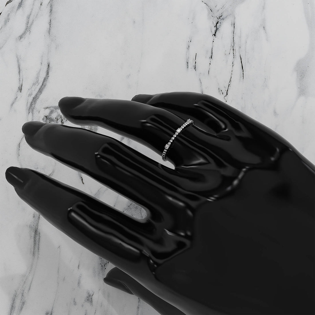 Stackable Round Lab Diamond And Beaded Ball Design Fashion Ring 0.04ctw.