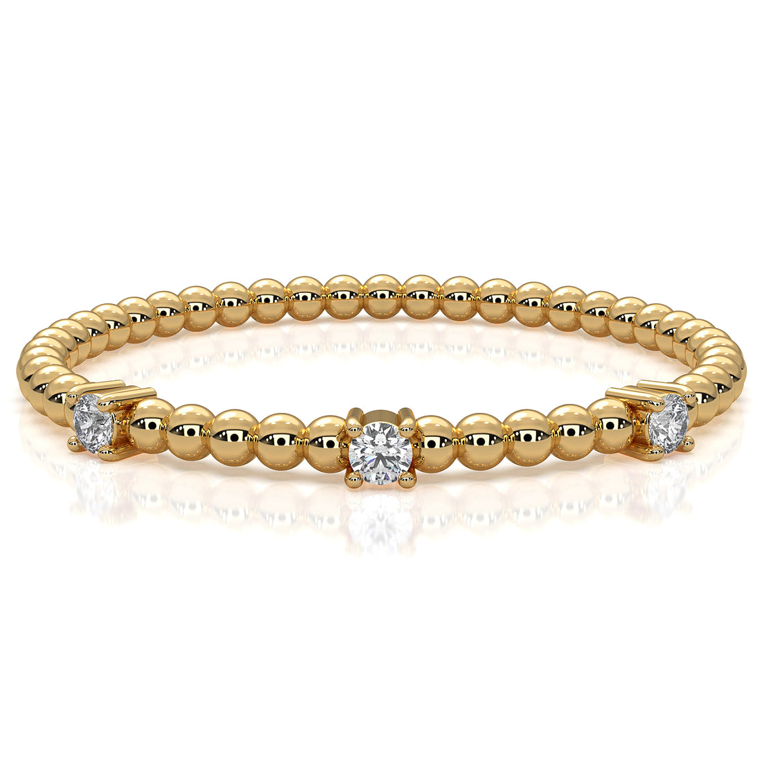 Stackable Round Lab Diamond And Beaded Ball Design Fashion Ring 0.04ctw.