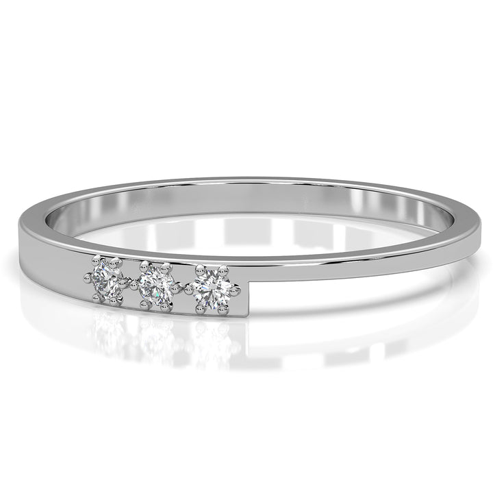 Unique Slim Geometric Round Shape Lab Diamond Fashion Ring 0.04ctw.