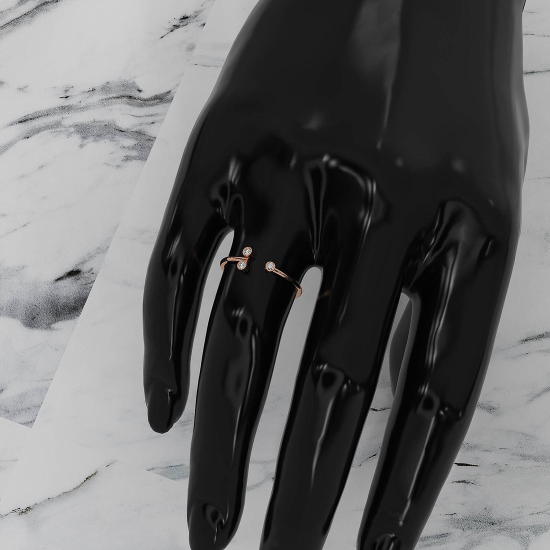 Alternating Open Cuff Round Lab Diamond Bezel Set Anniversary Ring 0.05ctw.