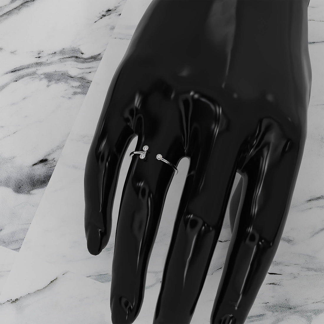 Alternating Open Cuff Round Lab Diamond Bezel Set Anniversary Ring 0.05ctw.