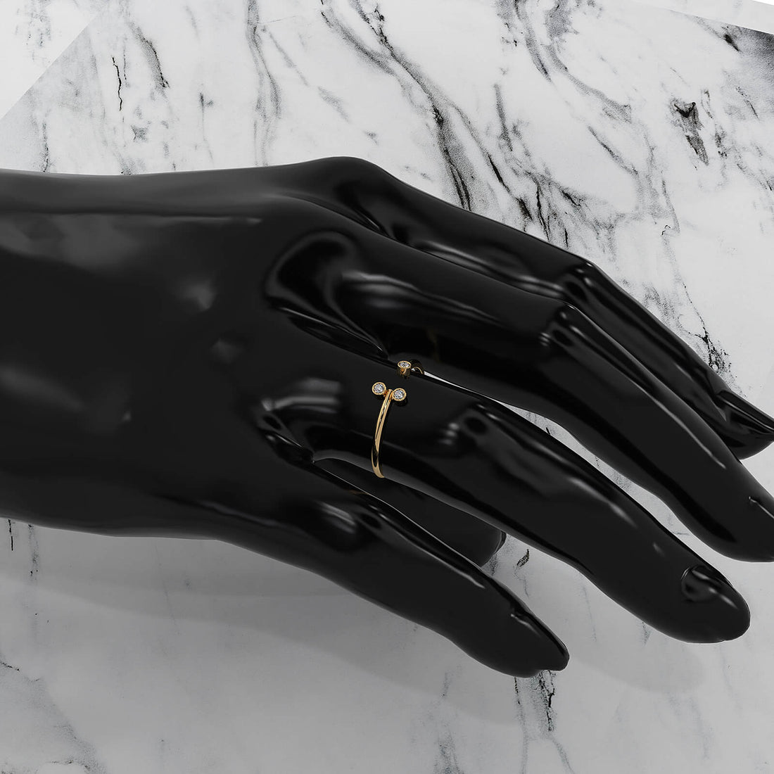 Alternating Open Cuff Round Lab Diamond Bezel Set Anniversary Ring 0.05ctw.