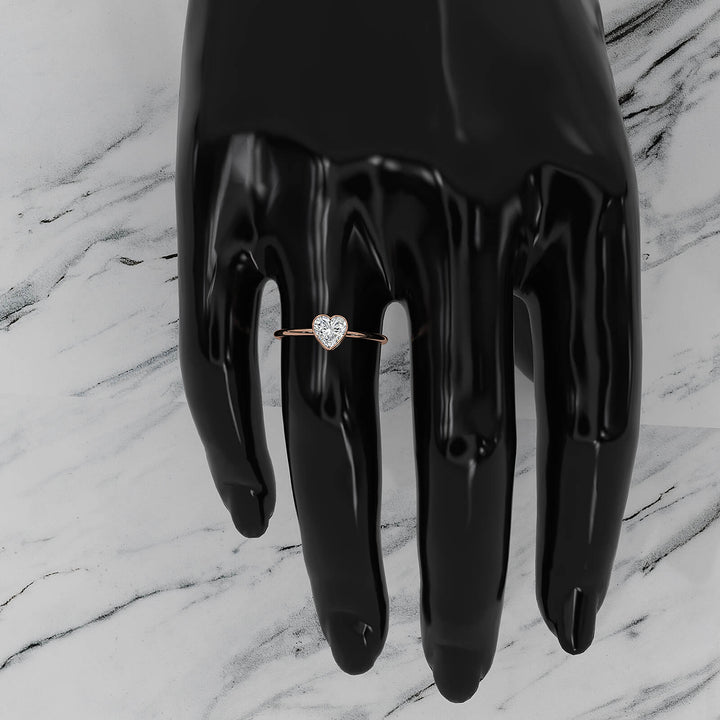 Stackable Heart Lab Diamond Bezel Set Engagement Ring 0.59ctw.