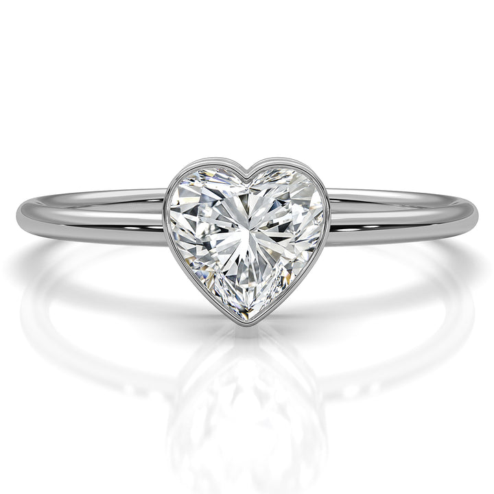 Stackable Heart Lab Diamond Bezel Set Engagement Ring 0.59ctw.