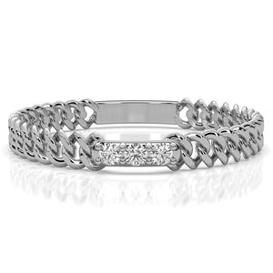 Bold Cuban Chain Link Minimalist Round Lab Diamond Fashion Ring 0.04ctw. Bold Cuban Chain Link Minimalist Round Lab Diamond Fashion Ring 0.04ctw.