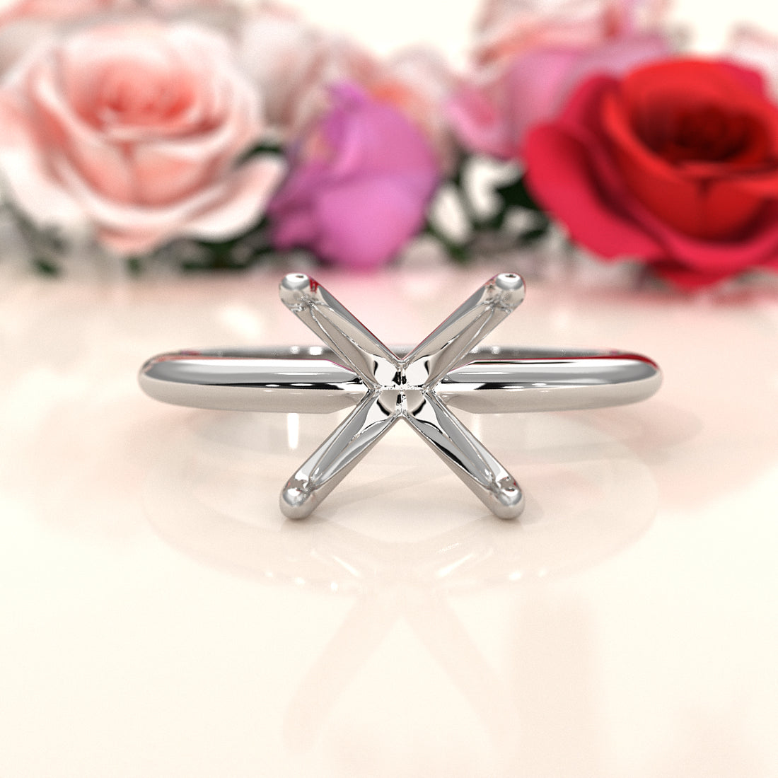 3g Claw Prong Set Solitaire Semi Mount Engagement Ring 2.2mm