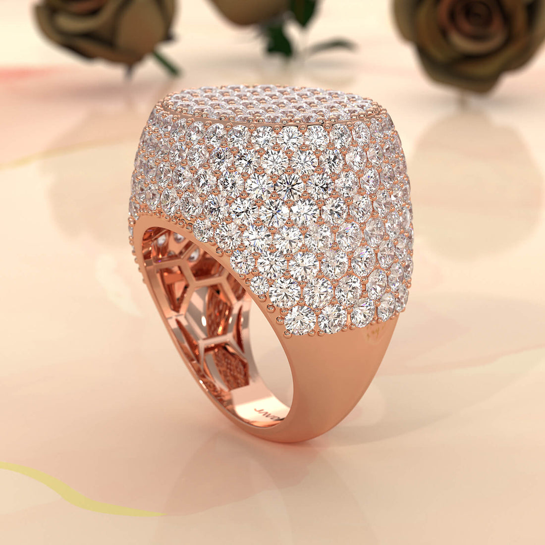 Circle of Glamour Men's 14K White Gold Lab Diamond Ring 11.5ctw