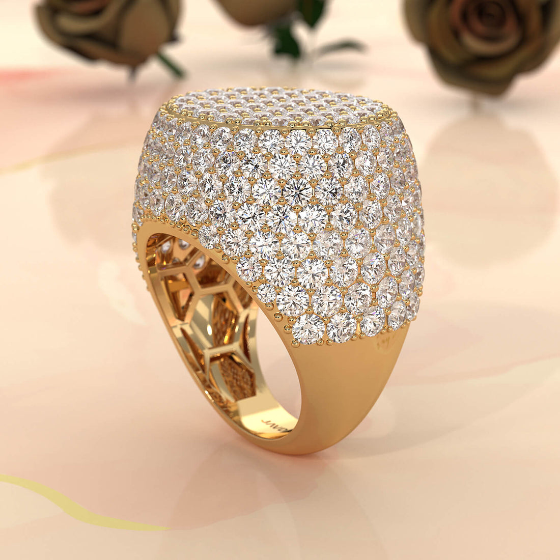 Circle of Glamour Men's 14K White Gold Lab Diamond Ring 11.5ctw