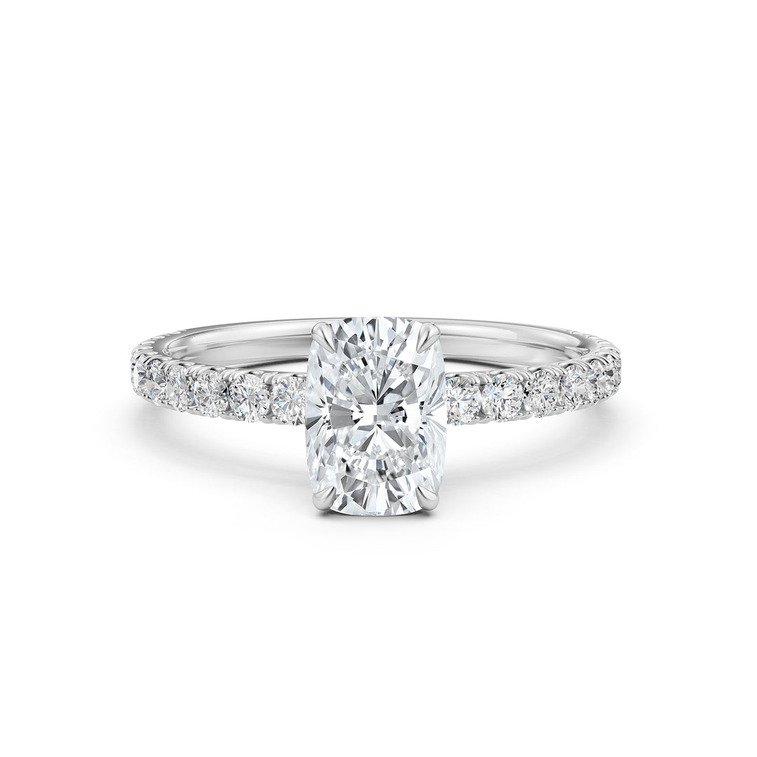 Cushion Lab Grown Diamond Engagement U Cut Prong Setting Ring