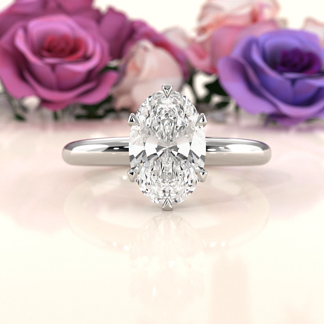 4g Lab Grown Round Diamond Engagement Solitaire 6 Prong Ring Setting IGI Certified 1.00 Ctw.