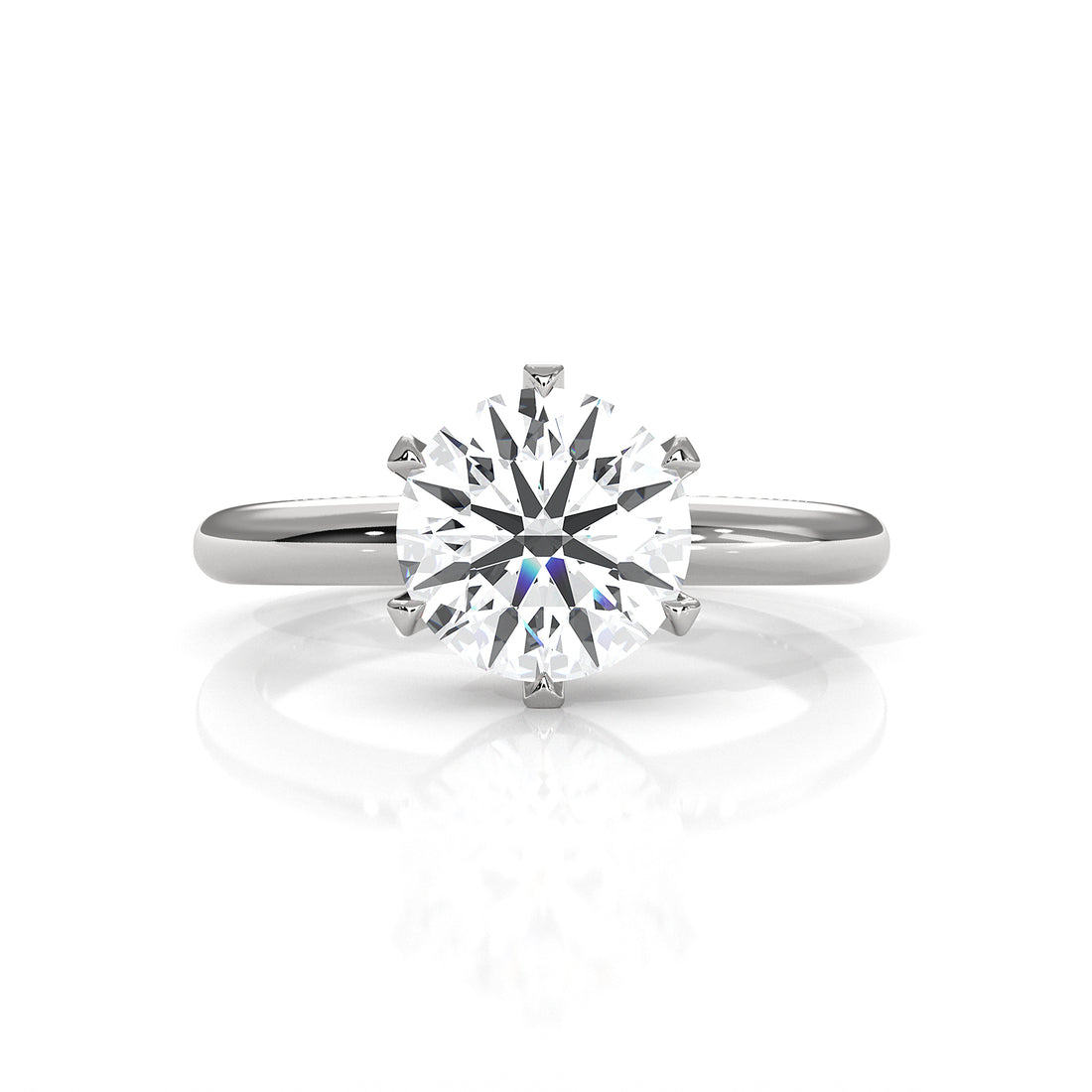 4g Lab Grown Round Diamond Engagement Solitaire 6 Prong Ring Setting IGI Certified 1.00 Ctw.