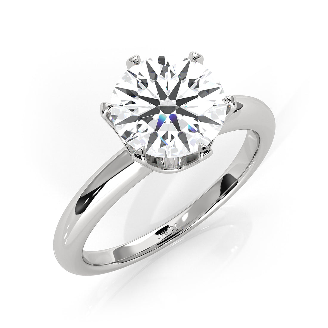 4g Lab Grown Round Diamond Engagement Solitaire 6 Prong Ring Setting IGI Certified 1.00 Ctw.
