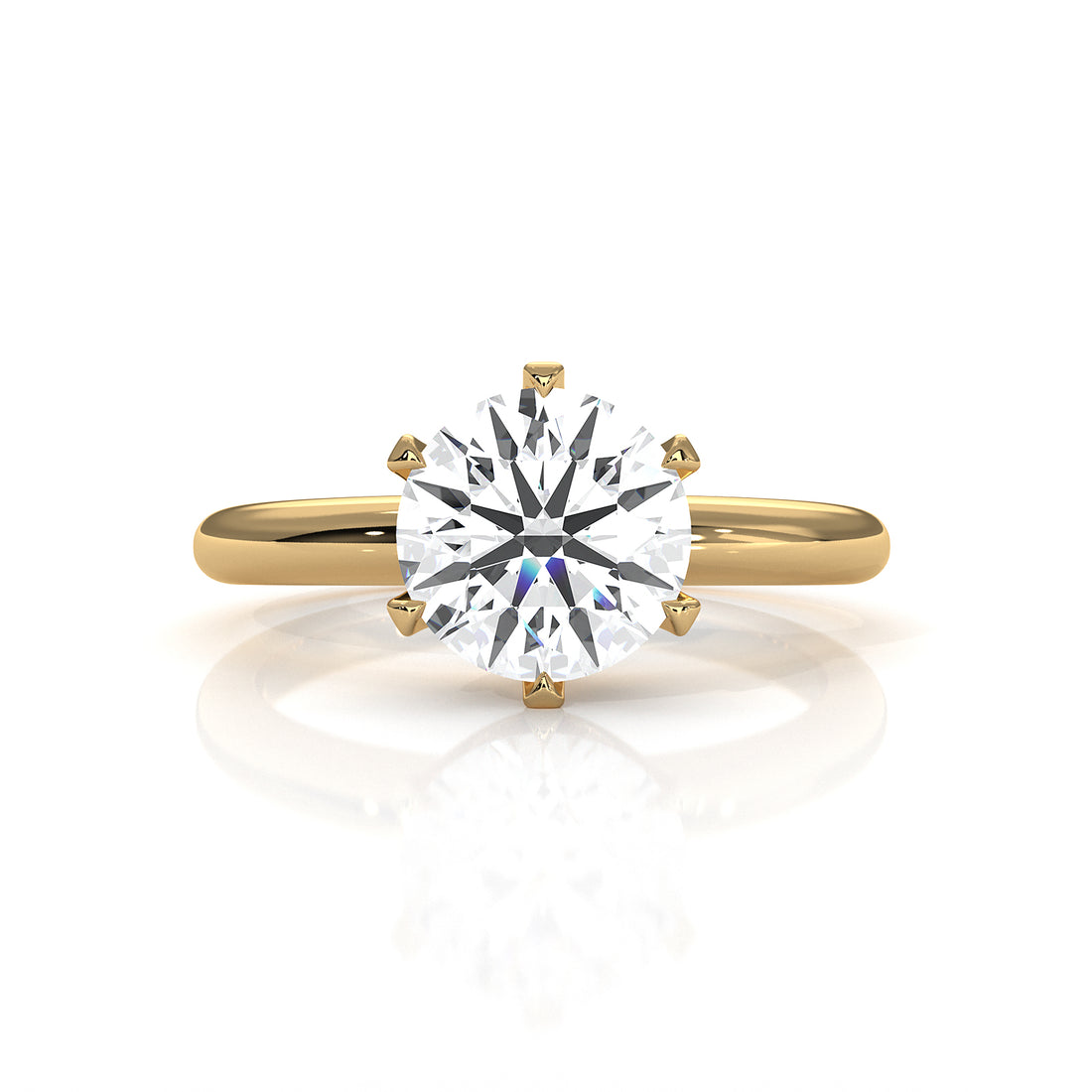 4g Lab Grown Round Diamond Engagement Solitaire 6 Prong Ring Setting IGI Certified 1.00 Ctw.