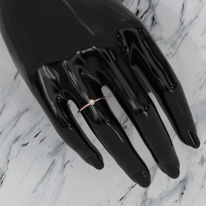 Slim Solitaire Bezel Round Lab Diamond Fashion Ring 0.06ctw.