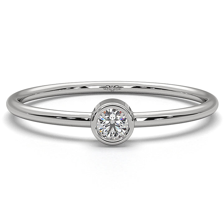 Slim Solitaire Bezel Round Lab Diamond Fashion Ring 0.06ctw.
