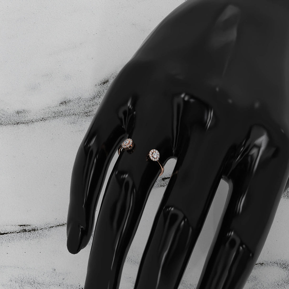 Women's Thin Round Lab Diamond Open Cuff Fashion Ring 0.14ctw.