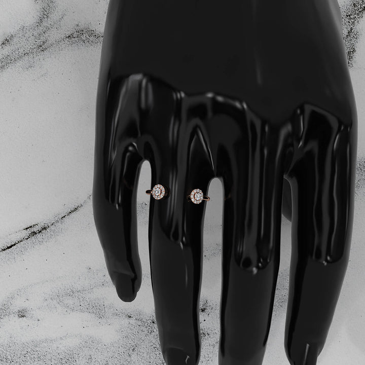 Women's Thin Round Lab Diamond Open Cuff Fashion Ring 0.14ctw.