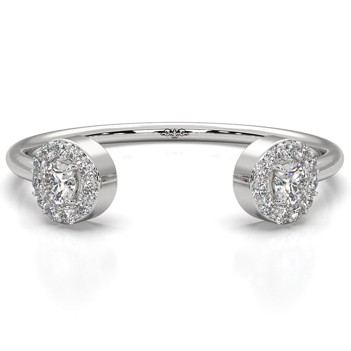 Women's Thin Round Lab Diamond Open Cuff Fashion Ring 0.14ctw.