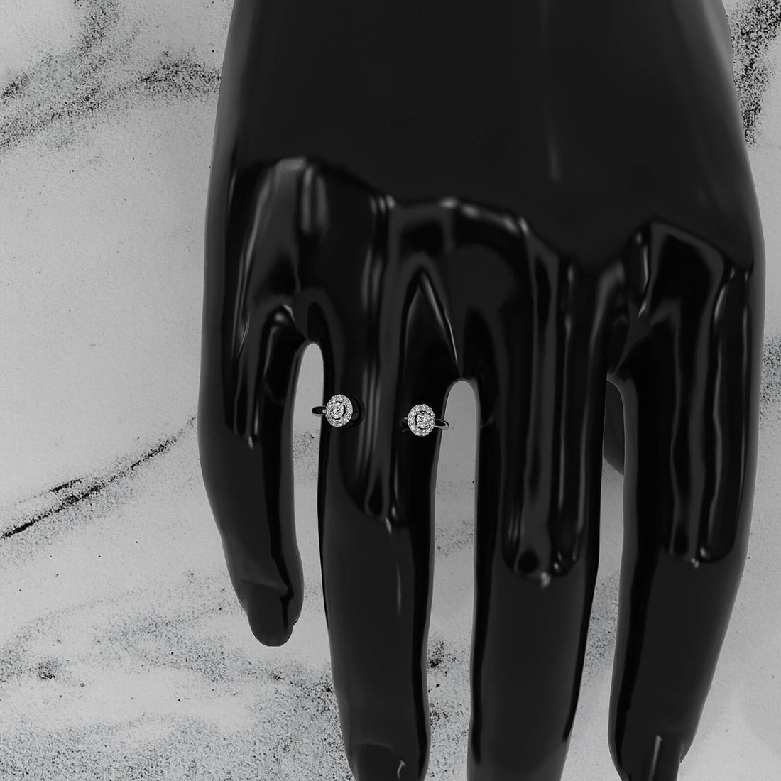 Women's Thin Round Lab Diamond Open Cuff Fashion Ring 0.14ctw.