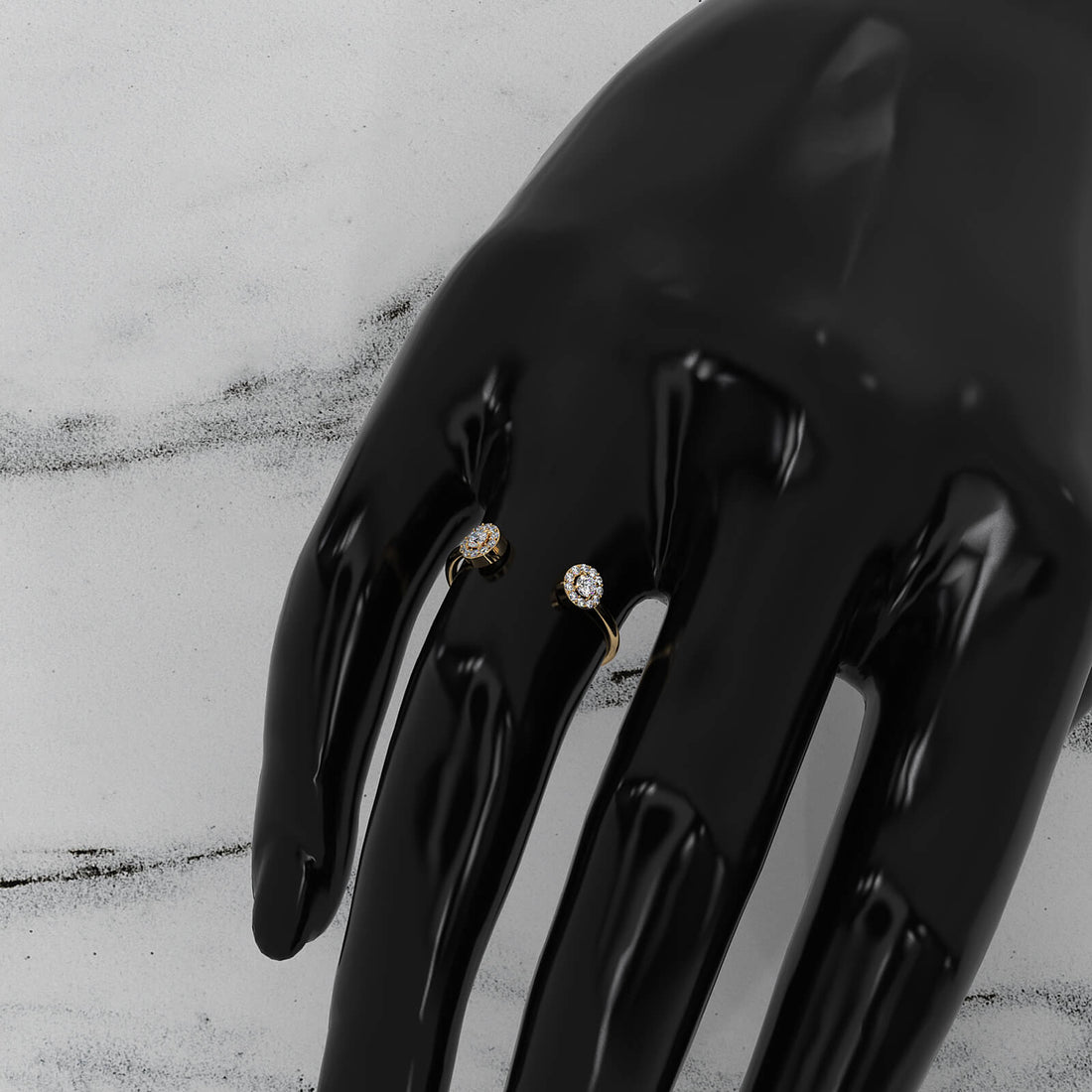 Women's Thin Round Lab Diamond Open Cuff Fashion Ring 0.14ctw.