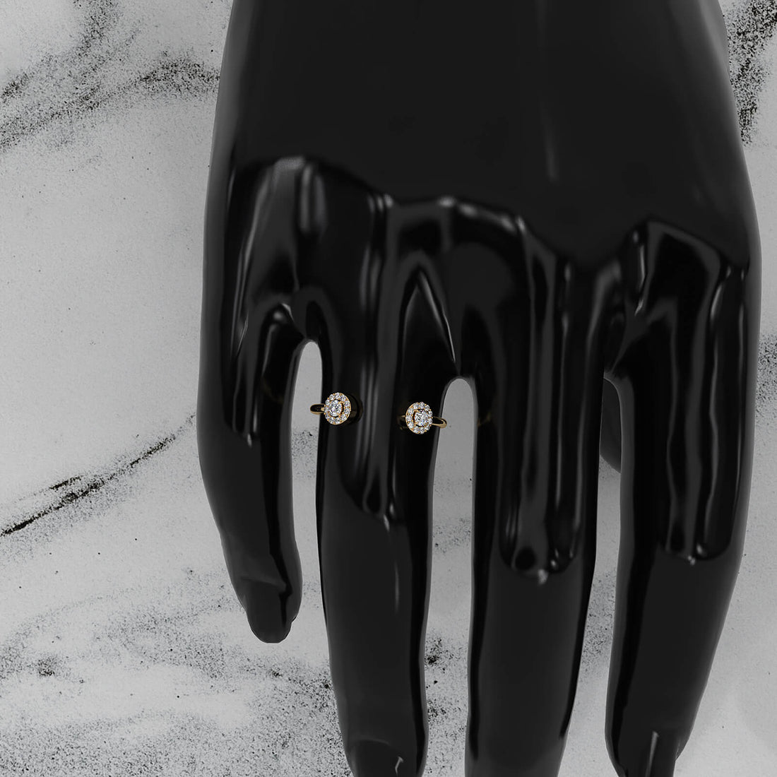 Women's Thin Round Lab Diamond Open Cuff Fashion Ring 0.14ctw.