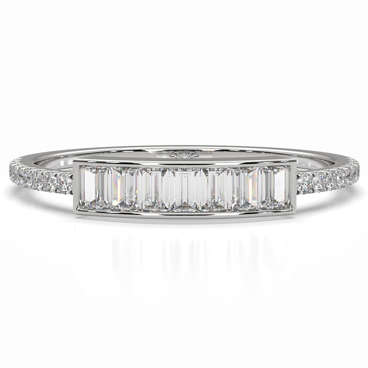 Channel Set Baguette and Round Lab Diamond Fashion Ring 0.35ctw.