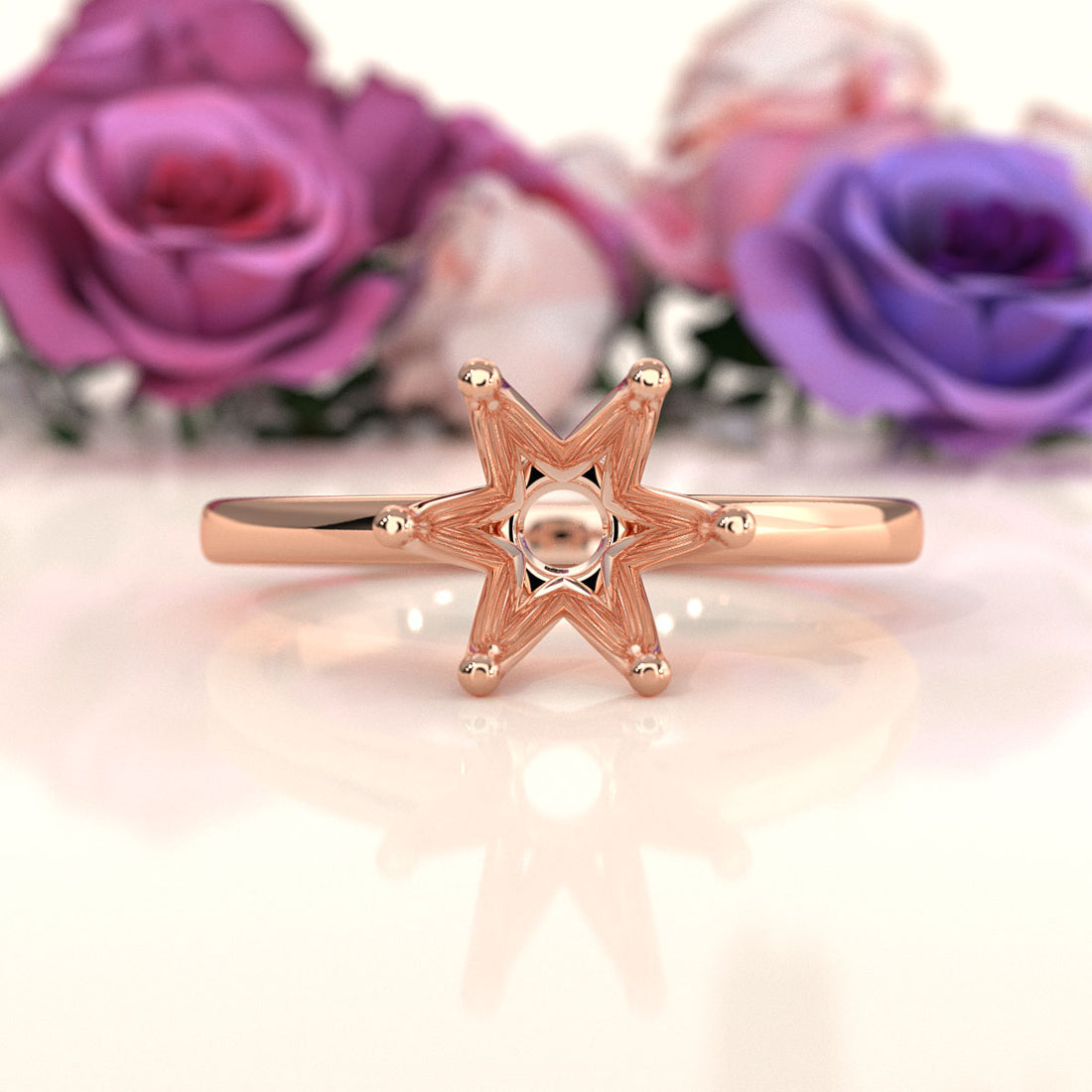 4.5g Six Prong Set Solitaire Style Engagement Setting Semi Mount Ring