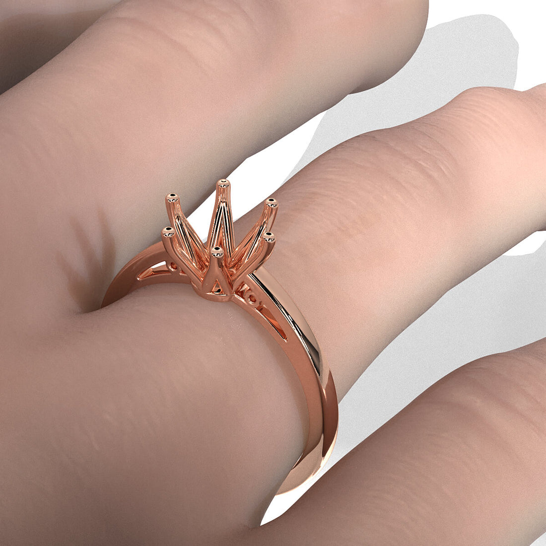 4.5g Six Prong Set Solitaire Style Engagement Setting Semi Mount Ring