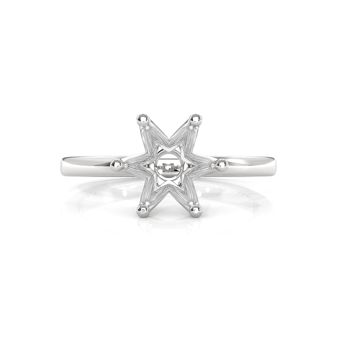 4.5g Six Prong Set Solitaire Style Engagement Setting Semi Mount Ring