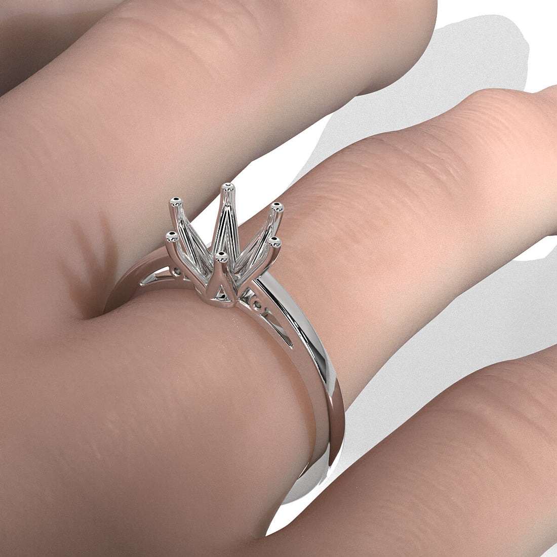 4.5g Six Prong Set Solitaire Style Engagement Setting Semi Mount Ring
