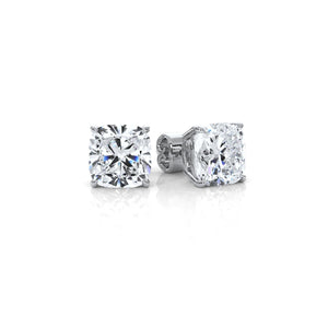 Cushion Lab Grown Diamond Stud Earring IGI Certified in 14k White Gold 6.02 Ctw. Cushion Lab Grown Diamond Stud Earring IGI Certified in 14k White Gold 6.02 Ctw.