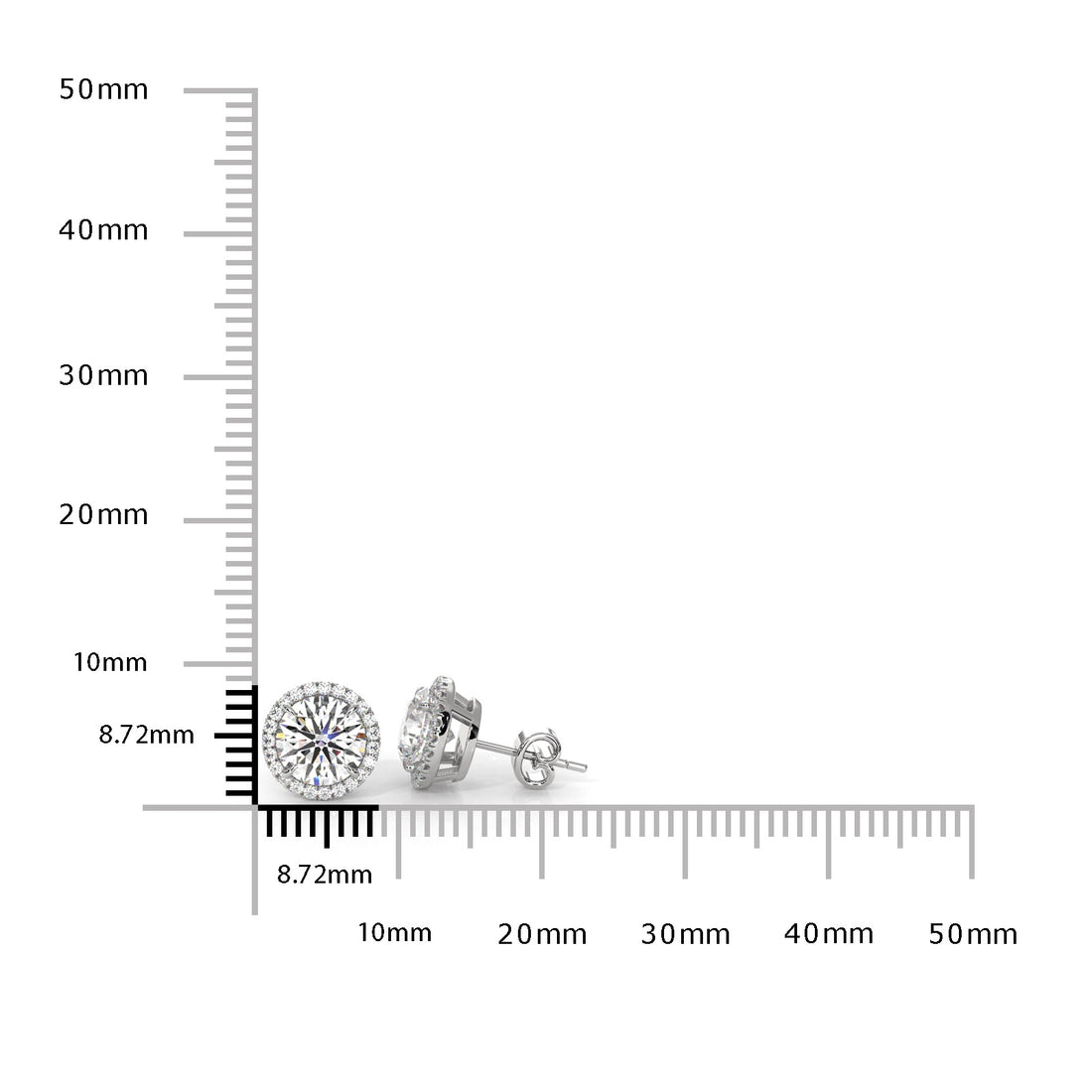 Round Lab Grown Diamond Claw Prong Women's Earring 14k White Gold 2.28 Ctw.