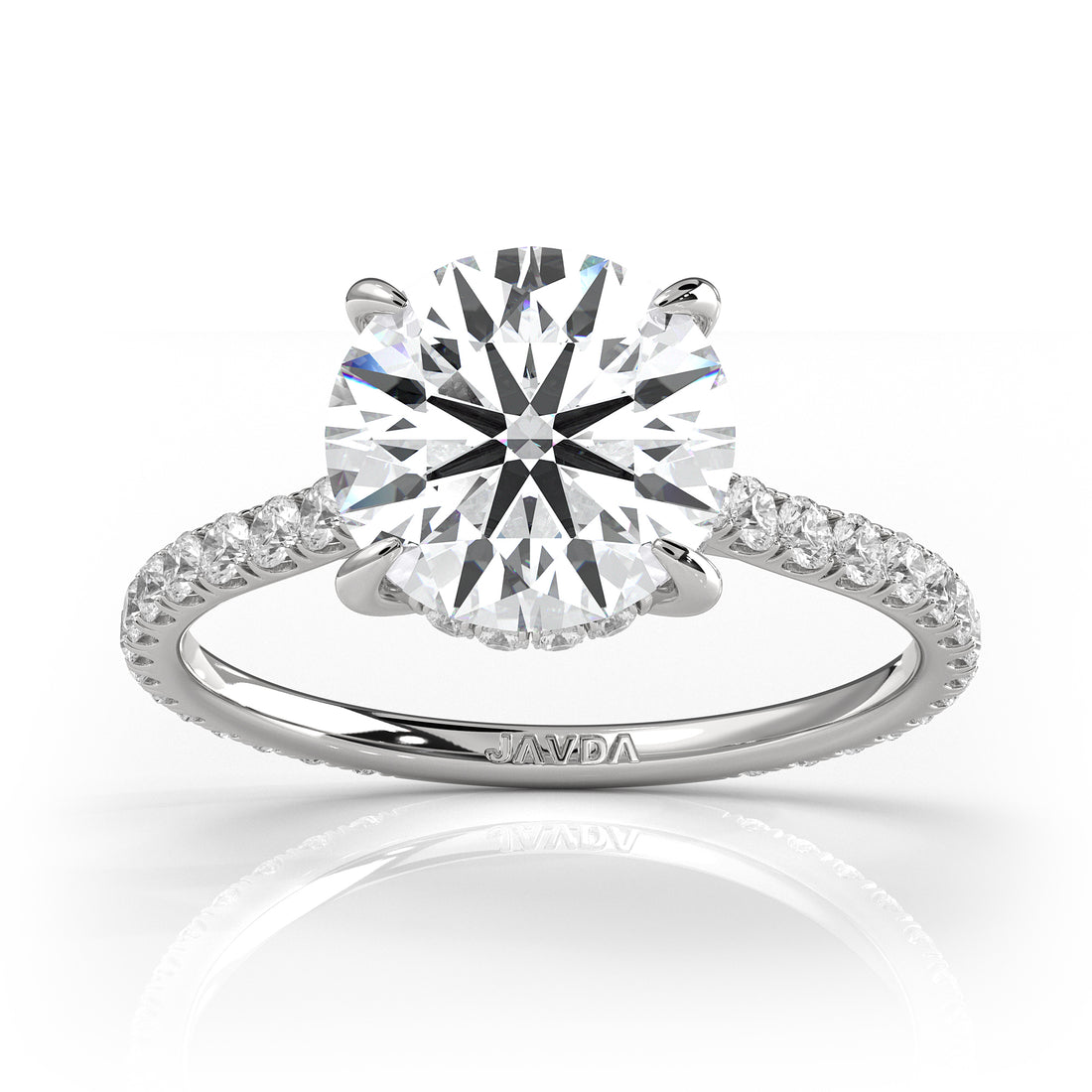 Hidden Halo U Pave Round Diamond Engagement Ring 14k White Gold 2.57 ctw.