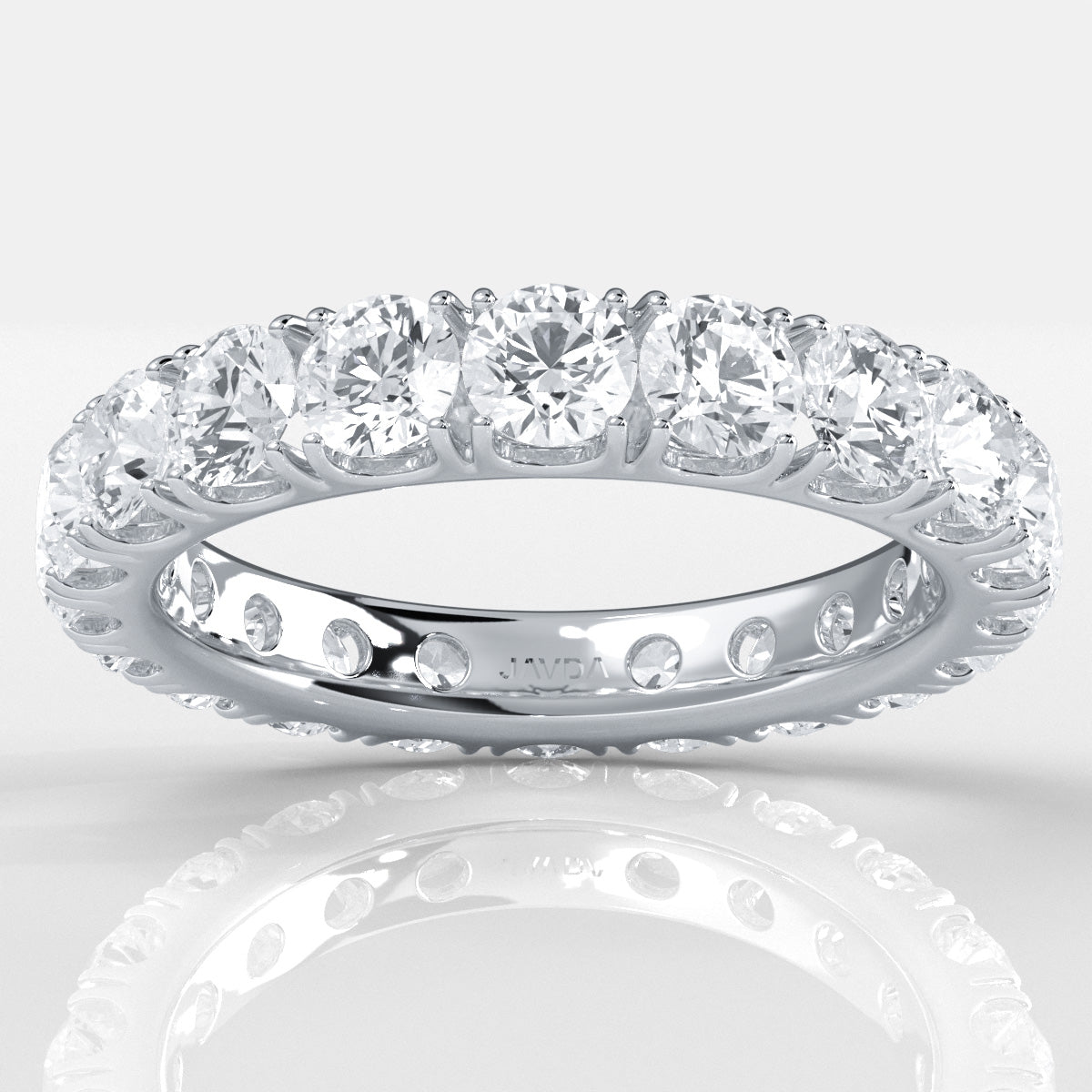 French U Cut Pave Set Round Lab Grown Diamond Women's Eternity Ring